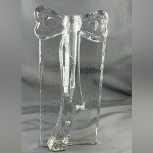 Two’s Company Hand Blown Glass Block Bud Vase. Height 7” inches Width 3.5” inch